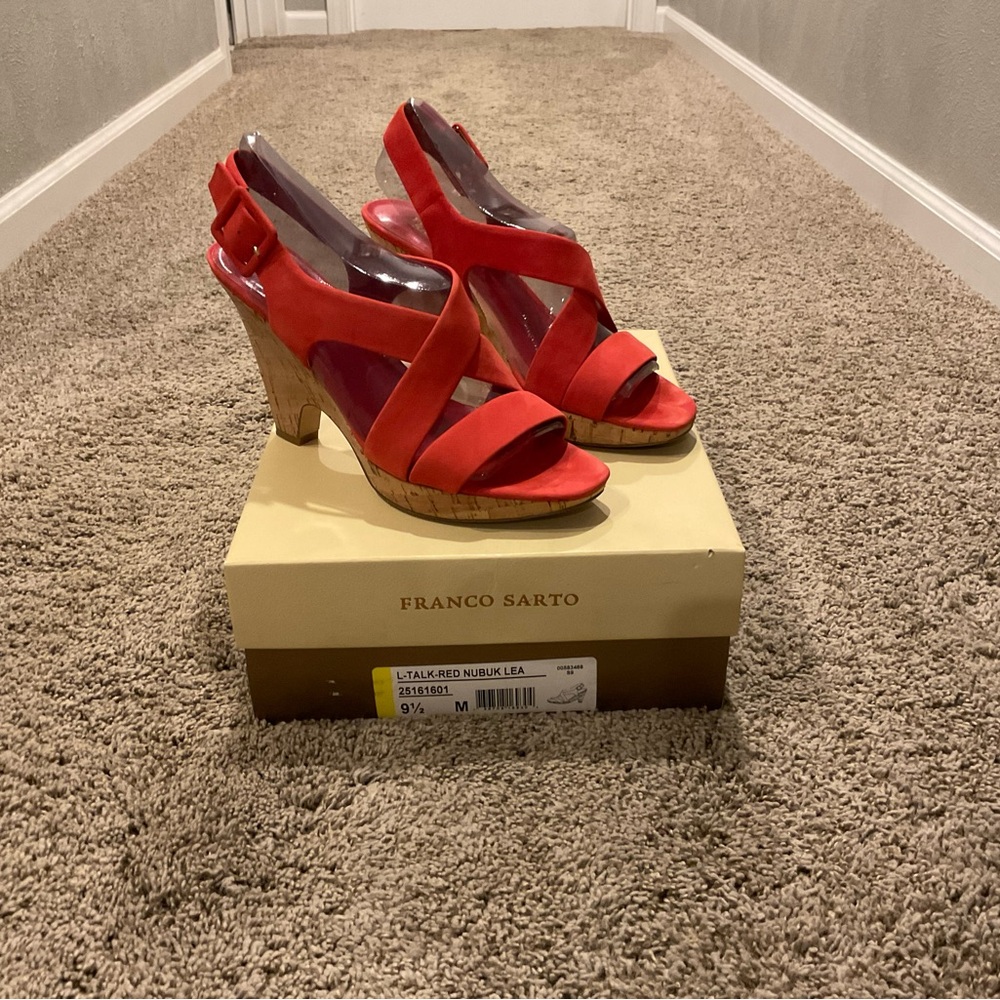 Really cute red leather sandals only worn once for a wedding!